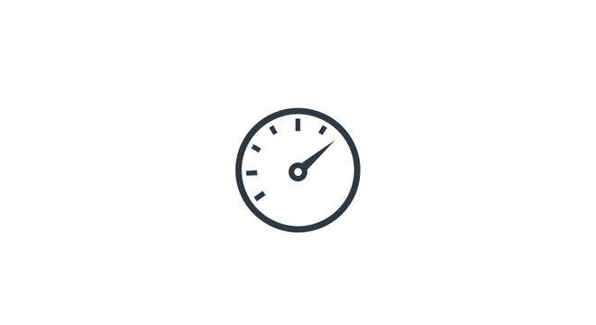 Minimalist speedometer icon on a white backdrop, ideal for diverse design applications