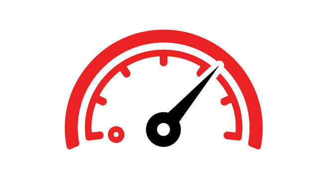 Speedometer icon illustration, concept of speed and velocity, measurement instrument, graphic design