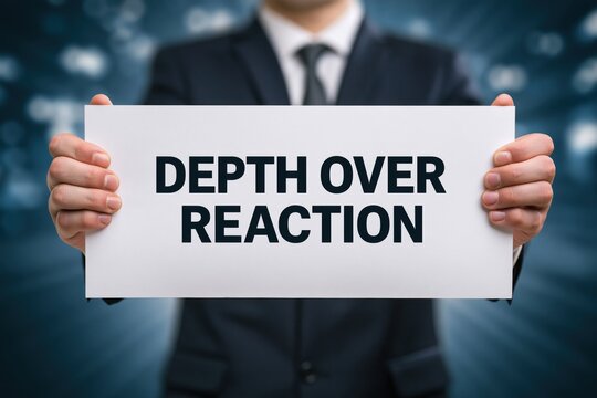 Businessman Advising Depth of Thought Over a Hasty Reaction