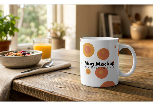 Mug Mockup Realistic Template for Visual Identity Showcase