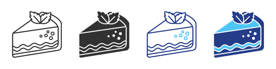 Dessert cake food icons with berry pastry and sweet bakery symbols on transparent background © TanyaK