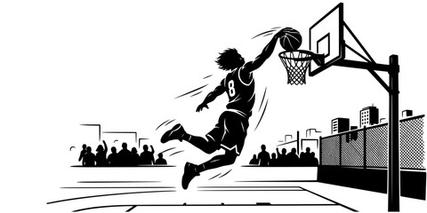 Basketball Slam Dunk Athlete Silhouette © T-Shop