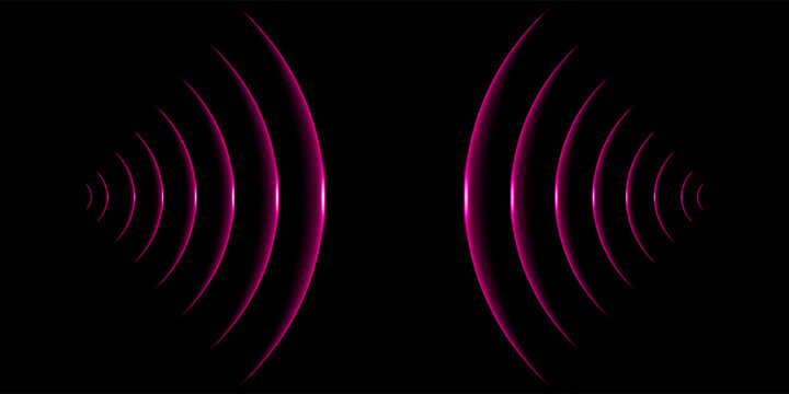 3D Wi-Fi light effect. Wireless networking with a wave effect collection. Glowing red signal wifi, sensor, radar, RFID and round circle waves wireless technology concept. Vector.