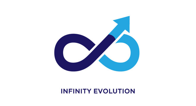 Abstract design of infinity symbol with evolving arrow, for growth and constant progress