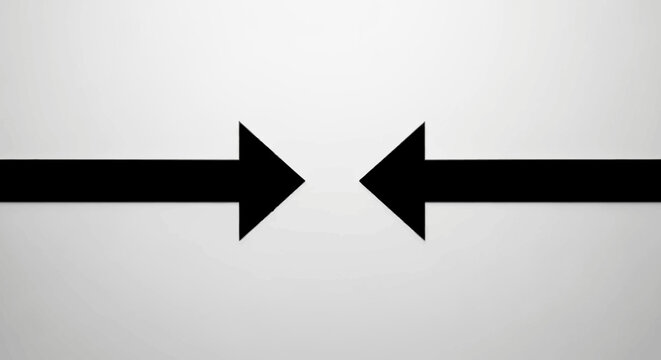 Abstract illustration of two opposing arrows on a light background, minimalistic design