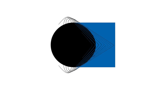 Abstract Geometric Composition: Circle, Square, and Linear Elements on a White Canvas