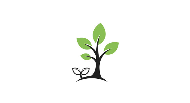 Minimalist tree logo representing nature, growth, and environmental consciousness no comma or