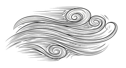Fototapeta premium Stylized Wind Swirls and Gusts, Black and White Engraving Style