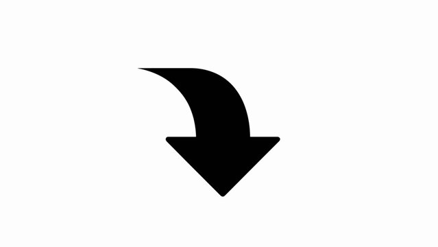 Black arrow icon, vector down arrow, simple navigation symbol, directional sign