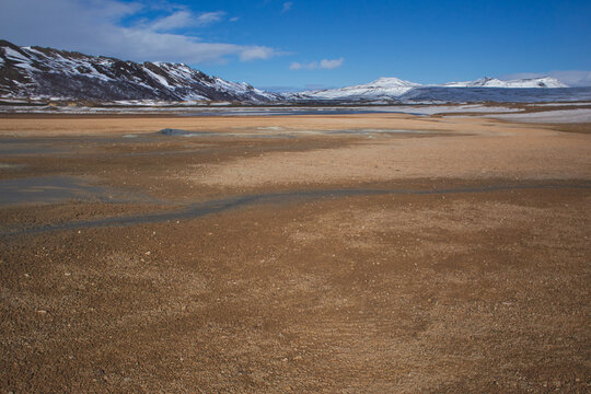 Hverir geothermal area with volcanic landscape in Iceland