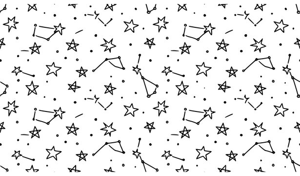 Whimsical starry night constellation pattern
