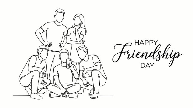happy friendship day, group of friends illustration