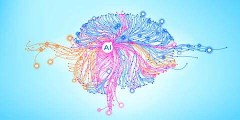 Illustration of abstract stream. Artificial intelligence. Big data, technology, AI, data transfer, data flow, large language model, generative AI, LLM, NLP. NLG. Photo stock © Krot_Studio