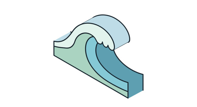 Stylized isometric ocean wave vector illustration showing a simplified and abstract design