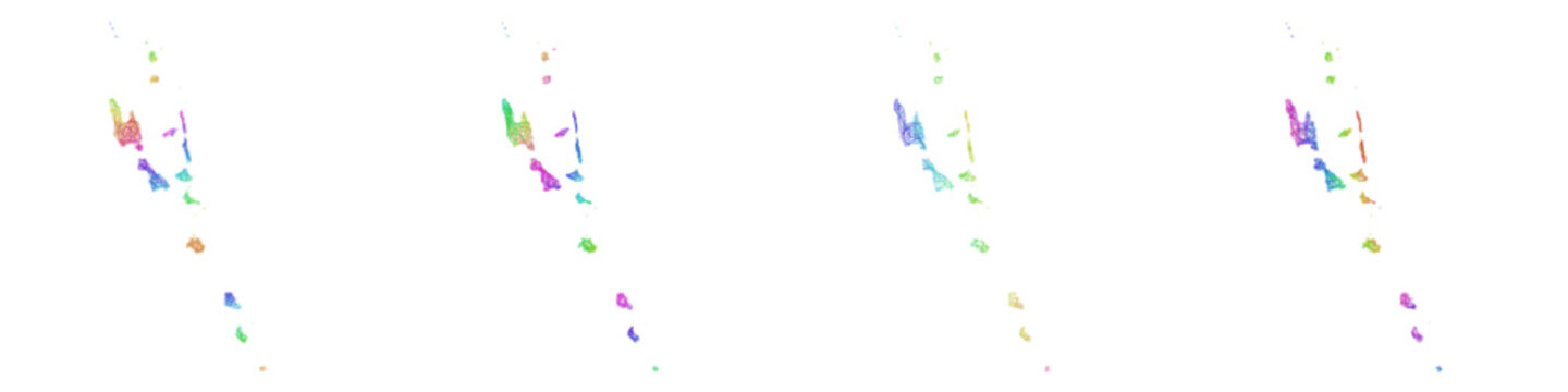 Rainbow color sketch Vanuatu map design set