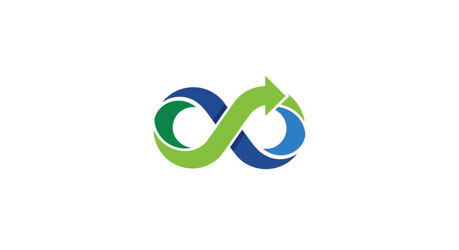 Abstract illustration of an infinity loop with arrow concept for business or technology