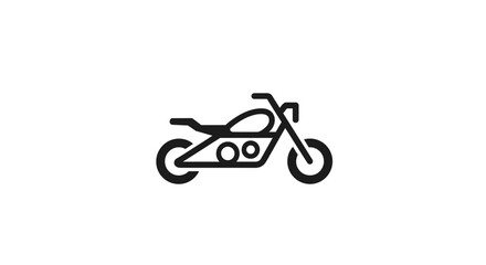 Obraz premium Minimalist Motorcycle Icon Depicted in Bold Black Lines Against a White Backdrop