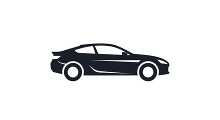 Obraz premium Sleek Black Silhouette of a Modern Coupe Car Against a Pristine White Background