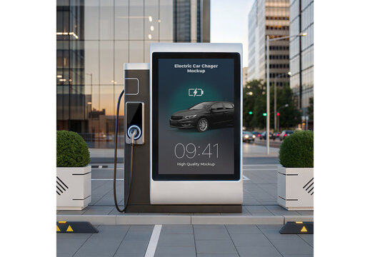 Electric Car Charger Mockup for Product Launch and Marketing Presentation