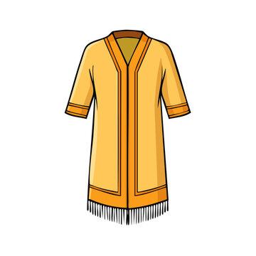 Bright Yellow Kimono Jacket with Fringe Detail and Orange Trim