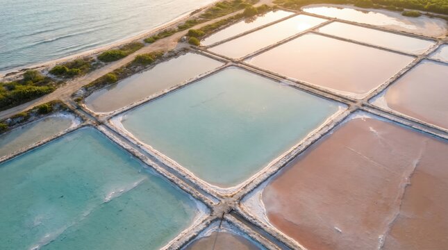 Aerial view of salt pans.