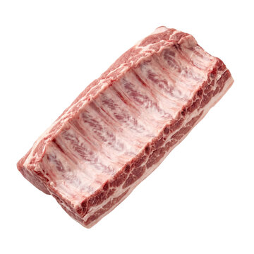 Raw rack of pork baby back ribs