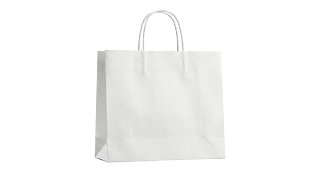 Blank white paper shopping bag with handles