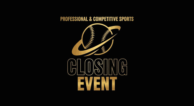 Closing Event of Competitive Baseball Tournament, Presented With Golden Accents and Dark Background