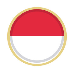 Fototapeta premium Indonesian flag in a round button shape, representing national identity and patriotism.