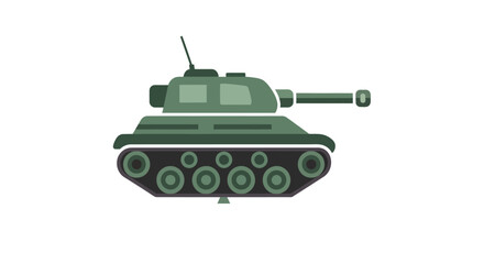 Green Military Tank Illustration, Vector Art, Isolated on White Background © salep