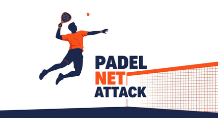 Fototapeta premium Dynamic Action Padel Player Silhouette Engaging in Powerful Overhead Smash Technique Illustration