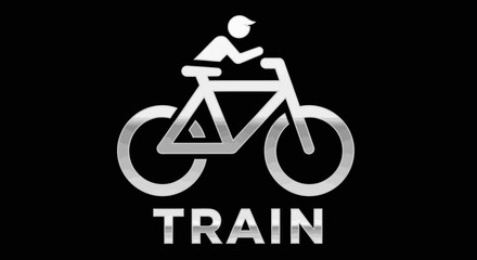 Obraz premium Cycling Training Icon Depicting a Person on a Bicycle with Modern Silver Theme