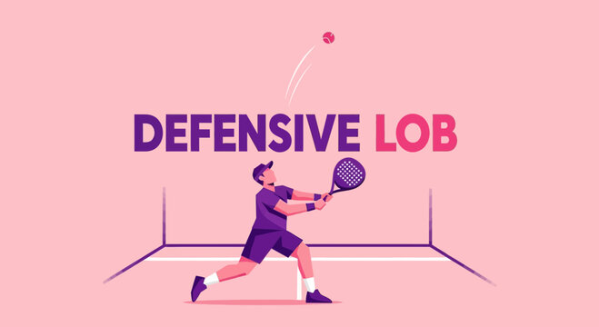 Defensive Lob Illustration: Action Shot of a Padle Player Hitting the Ball Stylishly