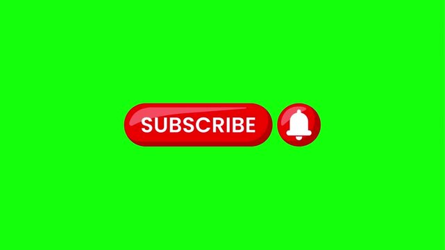 Red subscribe button and notification bell on green background