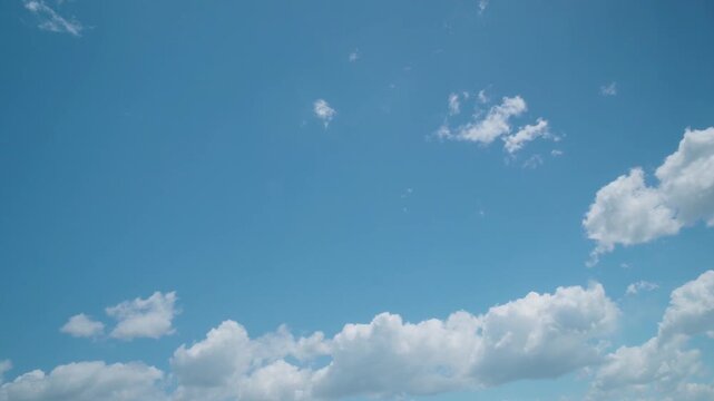 Blue sky with small moving white clouds Copy space
