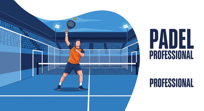 Dynamic Illustration Of A Padle Player Hitting The Ball During A Professional Tournament