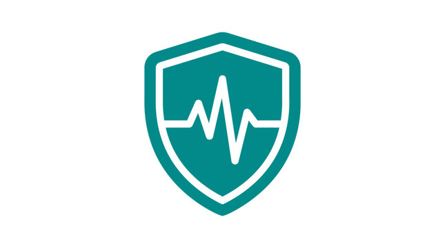 Protective Shield with Heartbeat Line Symbol for Health Security.