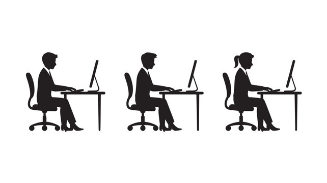 Business People Working On Computers In Office For Corporate Concepts