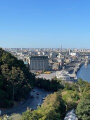 Fototapeta premium Panoramic View of Kyiv From the Glass Bridge in September