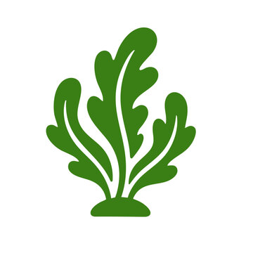 Sea weed aquarium leaf plant flat vector logo icon clipart