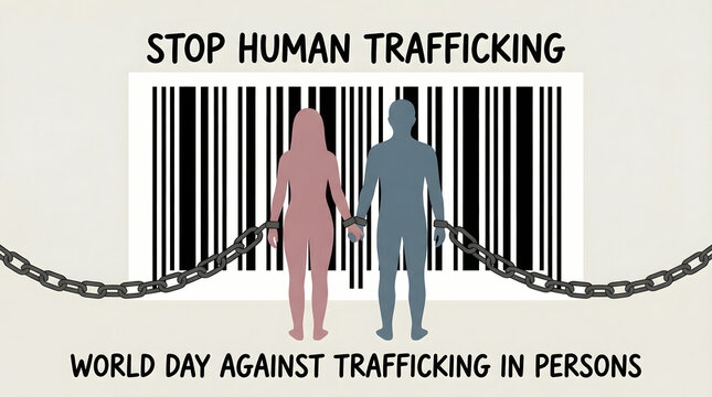 stop human trafficking awareness barcode chained people