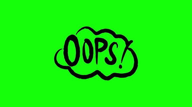 Oops speech bubble on green background