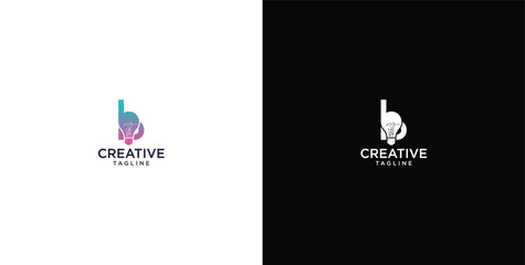 smart bulb tech logo design, creative idea, digital logo technology, initial logo design B © micky_adb01