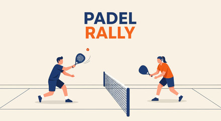 Fototapeta premium Dynamic Padel Match Illustration: Action Shot Depicting Sporting Event and Athletic Prowess