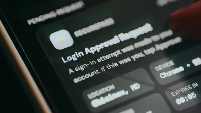 Notification of a login approval request on mobile phone screen