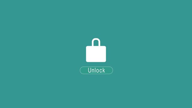 Cyber Security Login Animation with Unlock Button on Teal Background