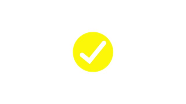 Yellow Success Checkmark Icon Animation on White Background