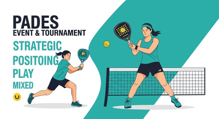 Fototapeta premium Dynamic Padel Match Illustration Depicting Strategic Positioning And Energetic Play