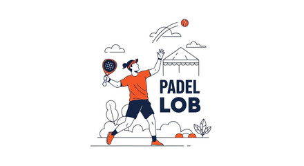 Fototapeta premium Dynamic Padel Player Hitting Ball With Racket in Modern Sport Illustration Design