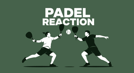Fototapeta premium Dynamic Padel Match Illustration Depicting Two Players Engaging in an Energetic Game Action Scene